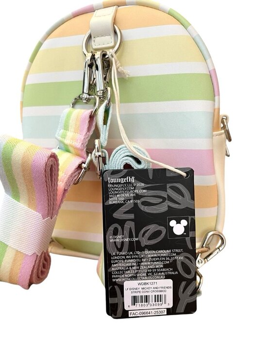 Loungefly Disney Mickey & Friends Rainbow Stripe Convertible Mini Backpack NWT main image 4